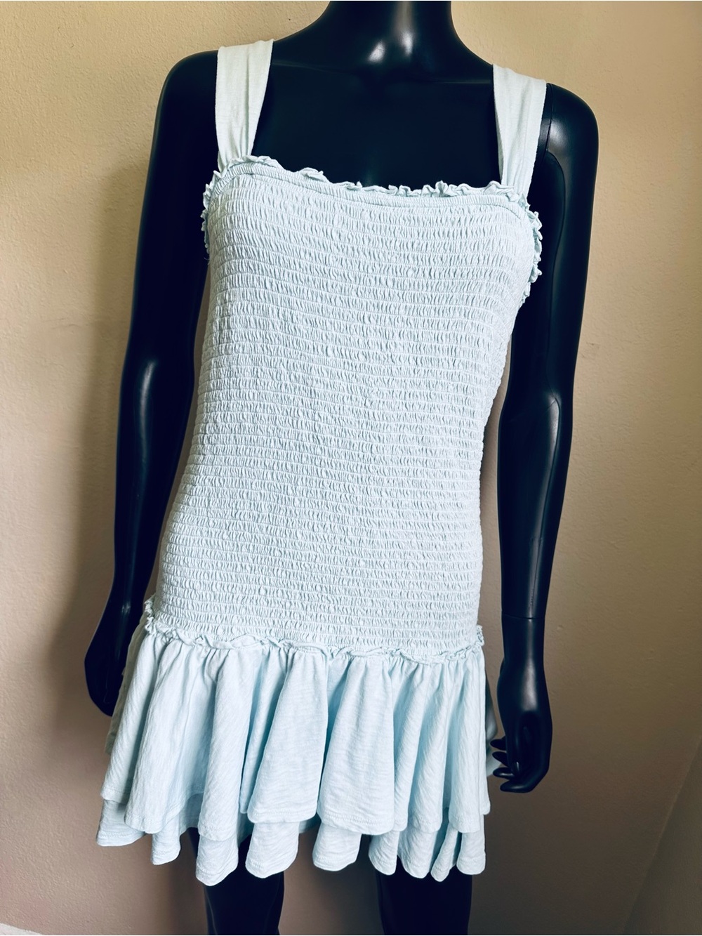 American Eagle Outfitters Light Blue Ruffle-Hem Sundress